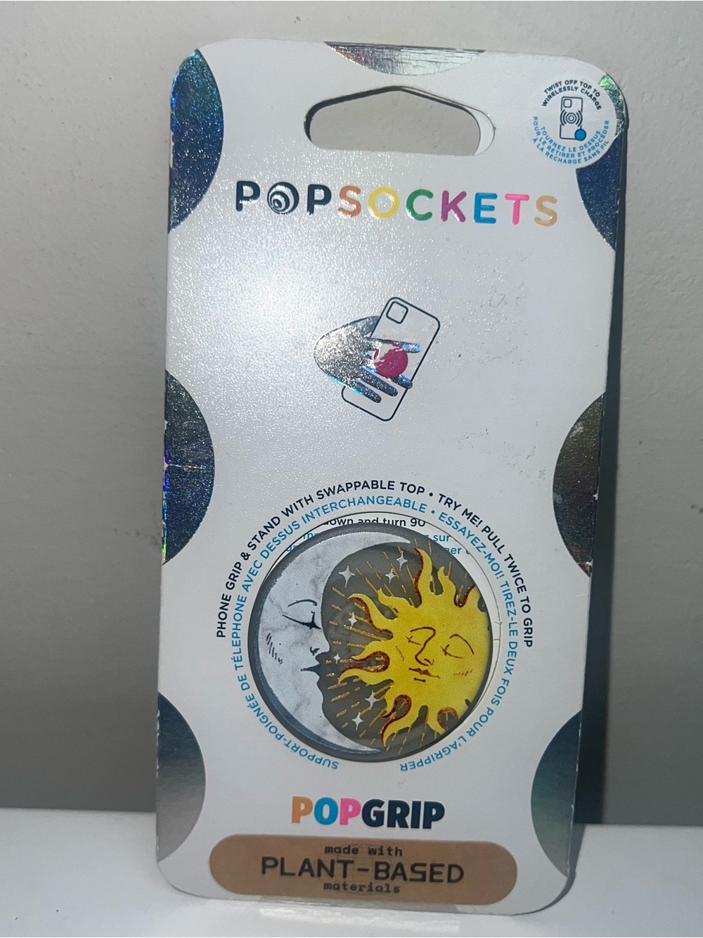 PopSocket PopGrip Phone Grip - Sun & Moon Design in Yellow and Gray